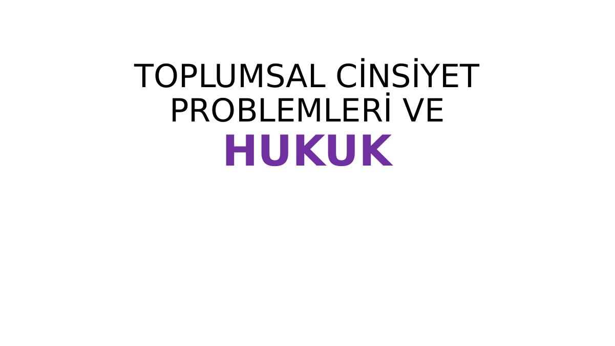 Toplumsal Ci̇nsi̇yet Problemleri̇ Ve Hukuk