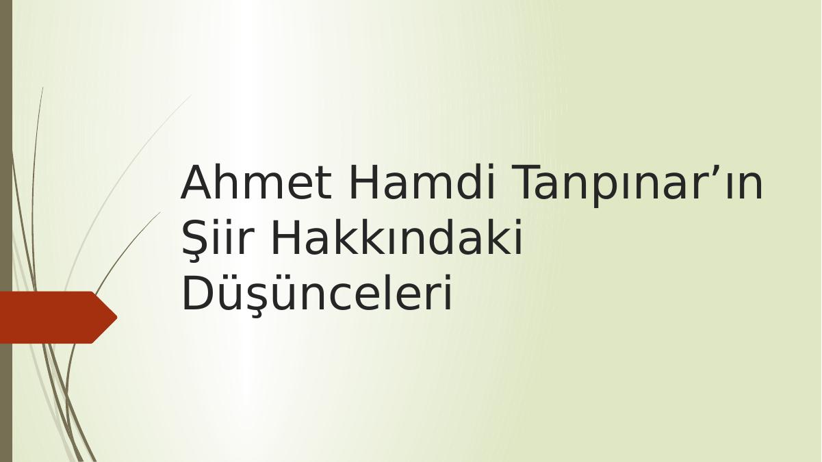 Ahmet Hamdi Tanpınar’ın Şiir
Hakkındaki Düşünceleri