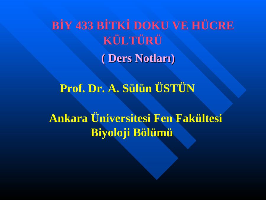 Bi̇tki̇ Doku Ve Hücre Kültürü