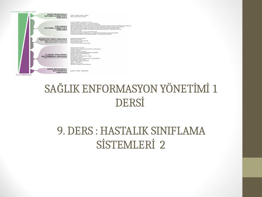 Hastalik Siniflama Si̇stemleri̇  <highlight>2</highlight>