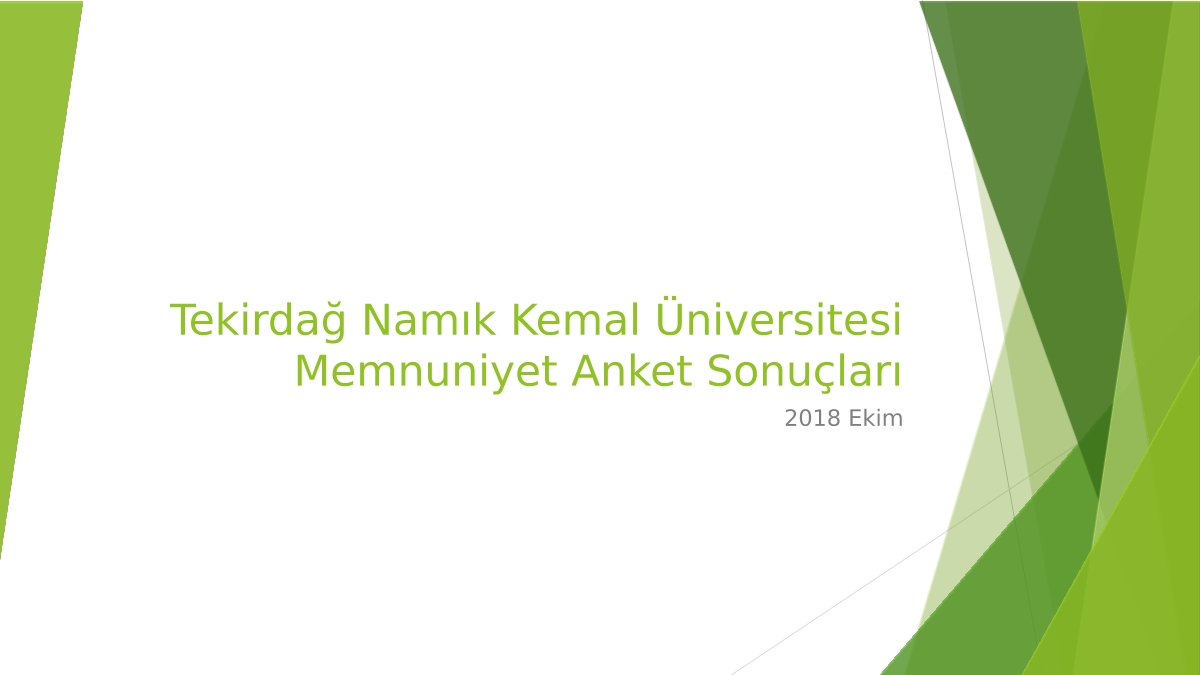 Tekirdağ Namık Kemal
Üniversitesi Memnuniyet
Anket Sonuçları