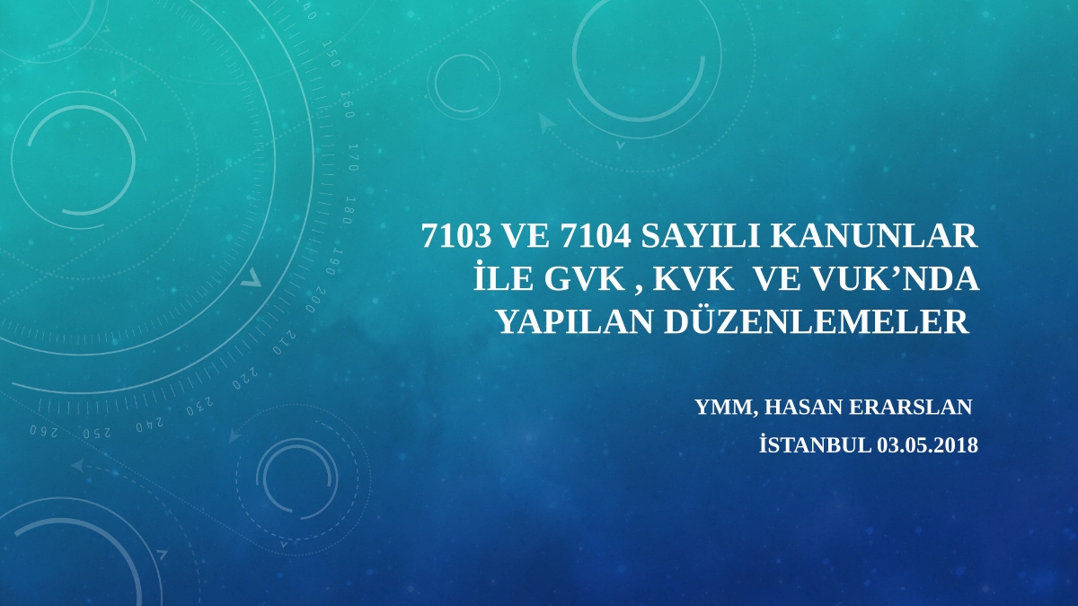 7103 Ve 7104 Sayili Kanunlar
İle Gvk , Kvk Ve Vuk’nda
Yapilan Düzenlemeler